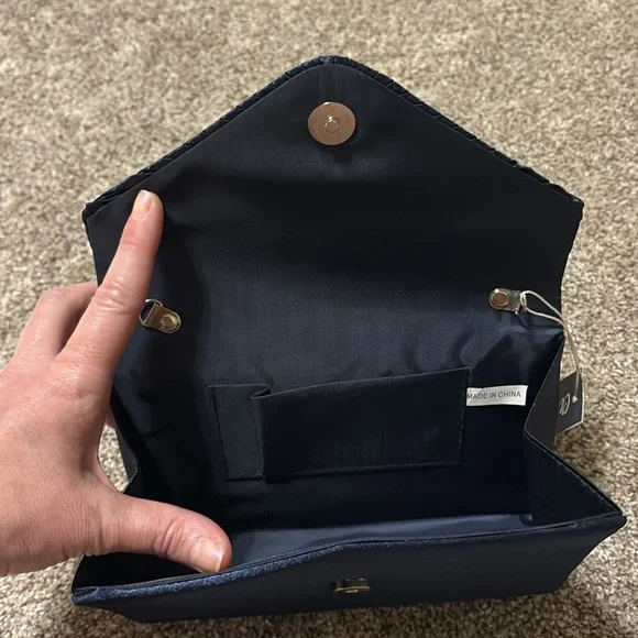 Charming Tailor Midnight Blue Studded Clutch - Picture 8 of 10